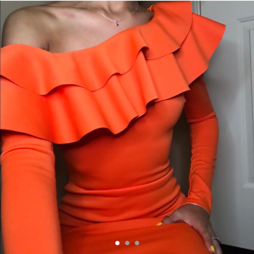 Orange One High Shoulder Dress